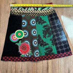 Desigual Patchwork Velvet Skirt 38, 4/6